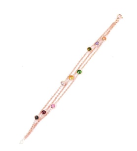 Söğütlü Silver Gümüş rose renkli sıra taşlı bileklik