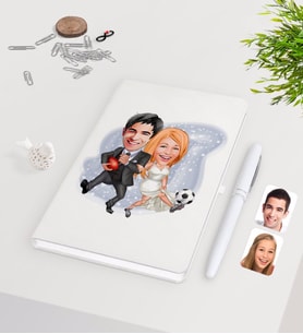 BK Gift Kişiye Özel Sevgililer Karikatürlü Beyaz Defter Kalem Seti-15