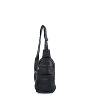 ÇÇS 16122 KADIN YIKAMA DERİ BODY BAG TEK OMUZ ÇANTASI (Siyah)