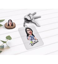 BK Gift Kişiye Özel Kadın Tenis Oyuncusu Karikatürlü Şeffaf Pleksi Anahtarlık-1 (Beyaz)