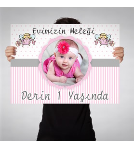 Doğum Günü Afişi Gümüş Melek Konsepti 70x100cm