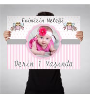 Doğum Günü Afişi Gümüş Melek Konsepti 70x100cm