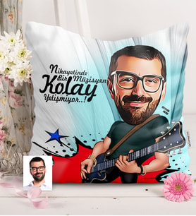 BK Gift Kişiye Özel Bay Gitarist Karikatürlü  Yastık  1