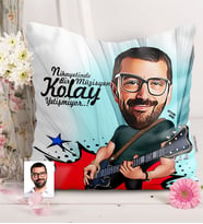 BK Gift Kişiye Özel Bay Gitarist Karikatürlü  Yastık  1