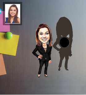 Kişiye Özel Öğretmen Karikatürlü Ahşap Magnet Bayan-13
