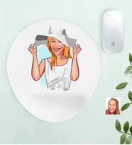 BK Gift Kişiye Özel Bayan Karikatürlü Bilek Destekli Mouse Pad-20 (Beyaz)