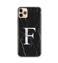 Iphone 11 Pro Siyah Mermer Harf Tasarımlı Telefon Kılıfı F-Harfi 
