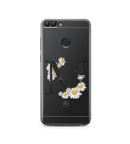 Papatya Harf Tasarım Süper Şeffaf Silikon Telefon Kılıfı Huawei P Smart  M-Harfi