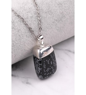 Karlı Obsidyen Doğal Taş Kolye