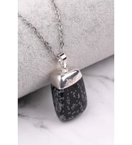 Karlı Obsidyen Doğal Taş Kolye
