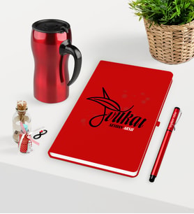 BK Gift Kişiye Özel Avukat Temalı Kırmızı Defter Kalem ve Termos Mug Seti - 9 (Model 1)