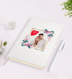 BK Gift Kişiye Özel Sevgililer Günü Temalı İsimli Fotoğraflı Beyaz Defter Kalem Seti-30