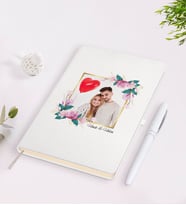 BK Gift Kişiye Özel Sevgililer Günü Temalı İsimli Fotoğraflı Beyaz Defter Kalem Seti-30
