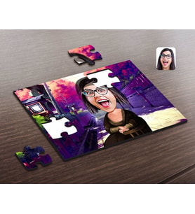 BK Gift Kişiye Özel Mona Lisa Karikatürlü Ahşap Puzzle-1