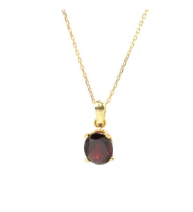 925 Ayar Gümüş Garnet Oval Taşlı Kolye