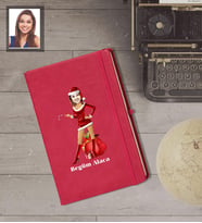 Kişiye Özel Yılbaşı Bayan Karikatürlü Kırmızı Defter Model-8
