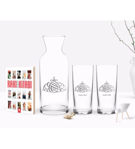 BK Gift Kişiye Özel Renkli Baskılı İsimli İkili Rakı Bardağı Karaf ve Cep Kitabı Hediye Seti-103 (Model 1)