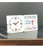 Matematik Öğretmeni Ahşap Masa Saati 004