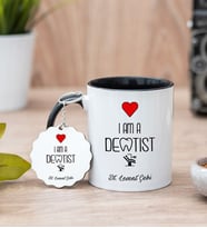 Diş Hekimi Siyah Kupa Bardak Ve Anahtarlık Set