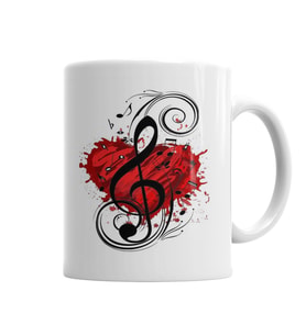 Love Music Müzik Kupa Bardak Porselen