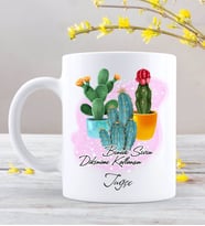 BK Gift Kişiye Özel Kaktüs Tasarımlı Beyaz Kupa Bardak-1
