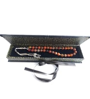 KIZIL KAHVE AKİK TAŞI TESPİH / İRİ KESİM DOĞALTAŞ TESPİH