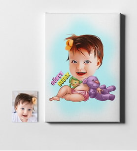 BK Gift Kişiye Özel Bebek Karikatür Kanvas Tablo 50x70cm 4