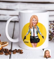BK Gift Kişiye Özel Kadın PUBG Karikatürlü Beyaz Kupa Bardak-2