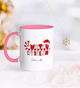 BK Gift Kişiye Özel Yılbaşı Mutlu Yıllar Pembe Kupa ve Kar Tanesi Kolye-2 (Model 1)