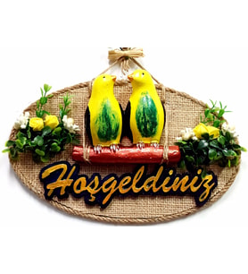 Muhabbet Kuşlu Hoşgeldiniz Kapı Süsü