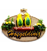 Muhabbet Kuşlu Hoşgeldiniz Kapı Süsü