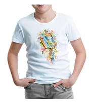 Mikrofon - Notalar Beyaz Çocuk Tshirt