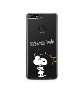 Snoopy Tasarımlı Süper Şeffaf Silikon Telefon Kılıfı Huawei Y7 2018