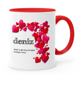 BK Gift Kişiye Özel Sevgili İsim Anlamı Kırmızı Kupa Bardak  4