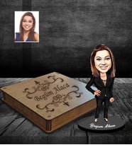 Kişiye Özel Öğretmen Karikatürlü Ahşap Biblo Kutulu Bayan-13