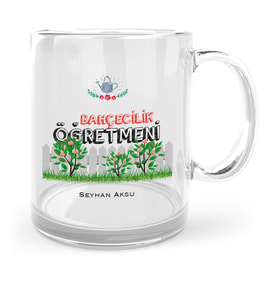 BK Gift Kişiye Özel Bahçecilik Öğretmeni Cam Kupa Bardak  1