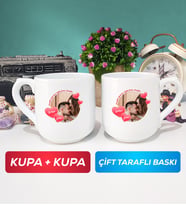 İkili Sevgiliye Sevgililer Günü Hediyesi 8 Kupa Bardak Oval