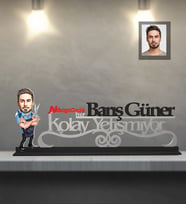 Kişiye Özel Berber Karikatürlü Kolay Yetişmiyor Ahşap Biblo Bay-2