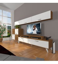 Decoraktiv Ekoflex 8 Slm Retro Tv Ünitesi Tv Sehpası (Beyaz - Kahverengi)