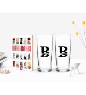 BK Gift Kişiye Özel Renkli Baskılı İsimli İkili Rakı Bardağı ve Rakı Cep Kitabı Hediye Seti-31 (Model 1)