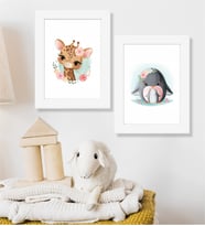 Zürafa Ve Penguen Ahşap 2 Li 15,5X20,5 Cm Tasarım Çerçeve Seti