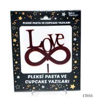 Lora Davet Pleksi Pasta ve Cupcake Yazıları Love  (1 Adet) Kırmızı - 17035