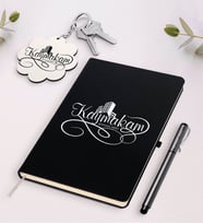 BK Gift Kişiye Özel Kaymakam Siyah Defter Kalem Ve Anahtarlık Hediye Seti-1 (Model 1)