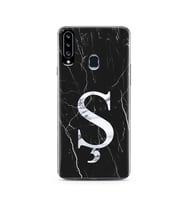 Samsung A20s Siyah Mermer Harf Tasarımlı Telefon Kılıfı Ş-Harfi 