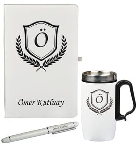 Kişiye Özel Hazırlanmış Hediye Defter Kalem Ve Termos - Mug Seti