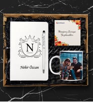 Kişiye Özel Beyaz Defter Kalem Kupa Seti
