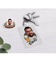 BK Gift Kişiye Özel Erkek Karikatürlü Şeffaf Pleksi Anahtarlık-51 (Beyaz)