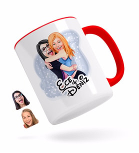 BK Gift Kişiye Özel Kız Kardeşler Karikatürlü Kırmızı Kupa Bardak-10