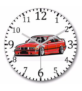 Bmw Stanced out E36 Red  Duvar Saati Bombeli Gercek Cam