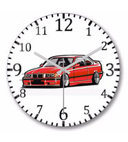 Bmw Stanced out E36 Red  Duvar Saati Bombeli Gercek Cam